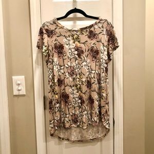 Fleur Bleue Pink Flutter Sleeve Floral Top